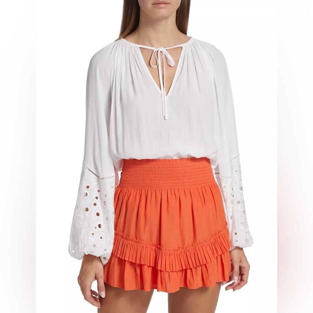Ramy Brook Aleya Eyelet-Sleeve Peasant Top size XL